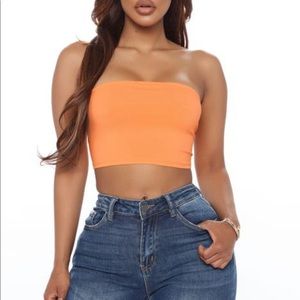 Fashion Nova ribbed orange tube top